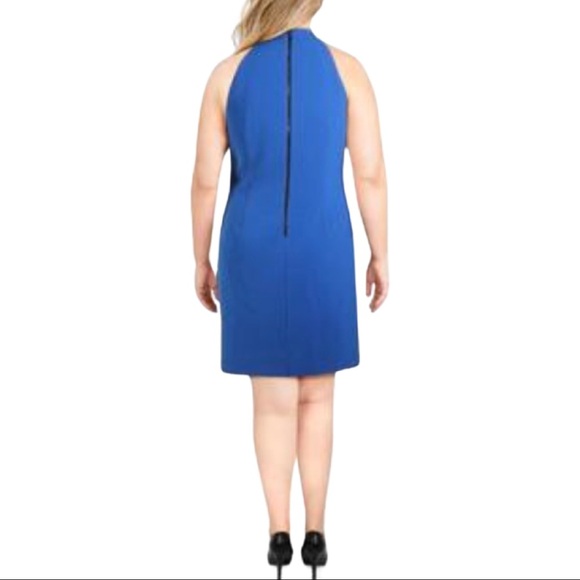 NWT KOBI HALPERIN Prima Cross Front Halter Dress Ponte Knit Azure Blue Size M - Picture 4 of 15